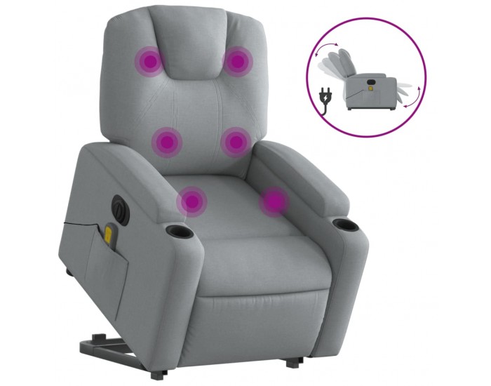 Sonata Fotoliu electric masaj rabatabil cu ridicare, gri închis textil