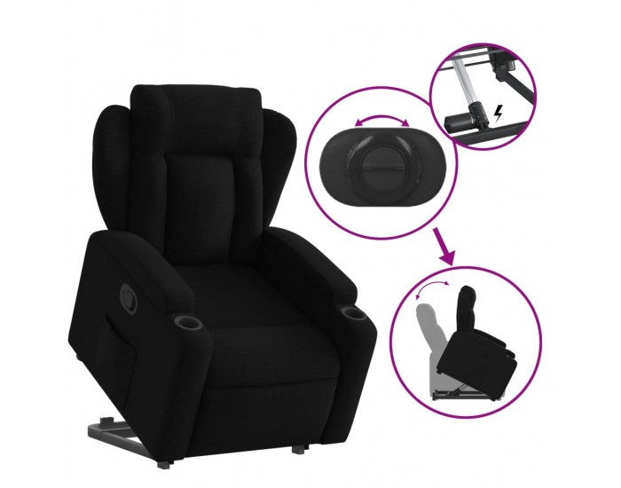 Sonata Fotoliu rabatabil cu ridicare pe verticală, negru, textil
