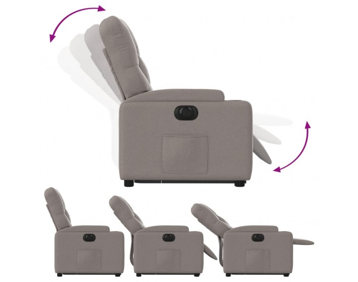 Sonata Fotoliu electric rabatabil cu ridicare, gri taupe, textil