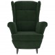 Sonata H Фотьойл Wingback с табуретка, тъмнозелена, кадифе