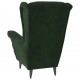 Sonata H Фотьойл Wingback с табуретка, тъмнозелена, кадифе
