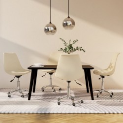 Sonata H Въртящи се трапезни столове, 4 бр, кремави, текстил - Scaune de dining