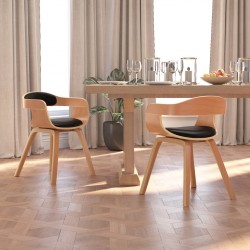 Sonata H Трапезни столове, 2 бр, черно, извито дърво и изкуствена кожа - Scaune de dining