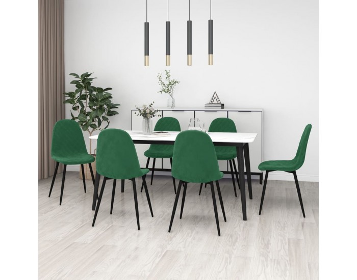Sonata H Трапезни столове, 6 бр, тъмнозелени, кадифе