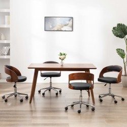 Sonata H Въртящи се трапезни столове 4 бр черни извито дърво и еко кожа - Scaune de dining