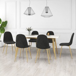 Sonata H Трапезни столове, 6 бр, черни, кадифе - Scaune de dining