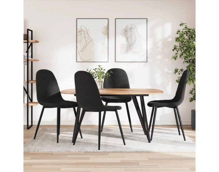 Sonata H Трапезни столове, 4 бр, черни, кадифе