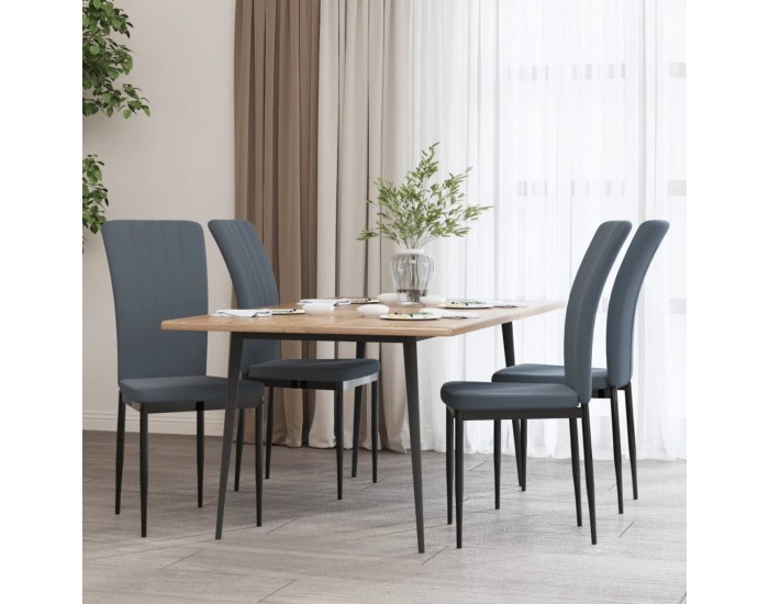 Sonata H Трапезни столове, 4 бр, тъмносиви, кадифе