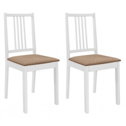 Sonata H Трапезни столове с тапицерия, 2 бр, бели, масивна дървесина - Scaune de dining