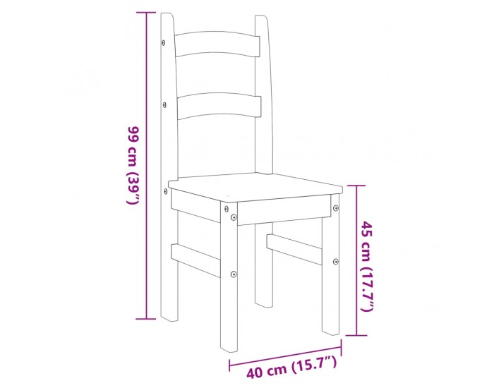 Sonata H Трапезни столове 2 бр сиви 40x46x99 см бор масив