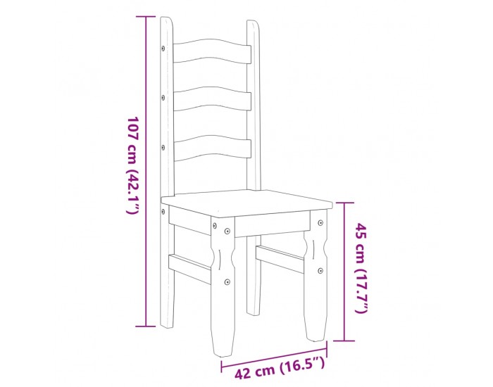 Sonata H Трапезни столове 2 бр Corona бели 42x47x107 см бор масив
