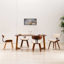 Sonata H Трапезни столове, 4 бр, кремави, извито дърво и изкуствена кожа - Scaune de dining