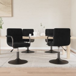 Sonata H Въртящи трапезни столове, 4 бр, черни, кадифе - Scaune de dining