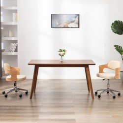 Sonata H Въртящи столове, 2 бр, кремави, извито дърво и изкуствена кожа - Scaune de dining