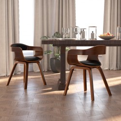Sonata H Трапезни столове, 2 бр, черно, извито дърво и изкуствена кожа - Scaune de dining