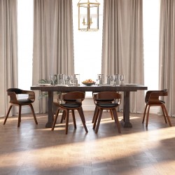 Sonata H Трапезни столове, 6 бр, черно, извито дърво и изкуствена кожа - Scaune de dining