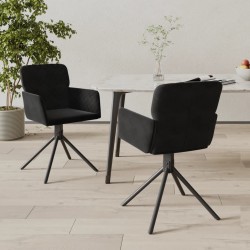 Sonata H Въртящи трапезни столове, 2 бр, черни, кадифе - Scaune de dining