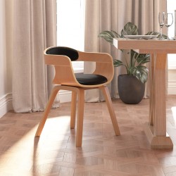 Sonata H Трапезен стол, черен, извито дърво и изкуствена кожа - Scaune de dining
