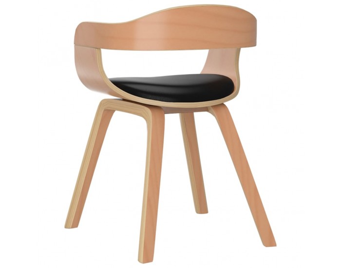 Sonata H Трапезен стол, черен, извито дърво и изкуствена кожа