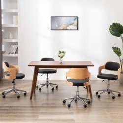 Sonata H Въртящи се трапезни столове 4 бр черни извито дърво и еко кожа - Scaune de dining