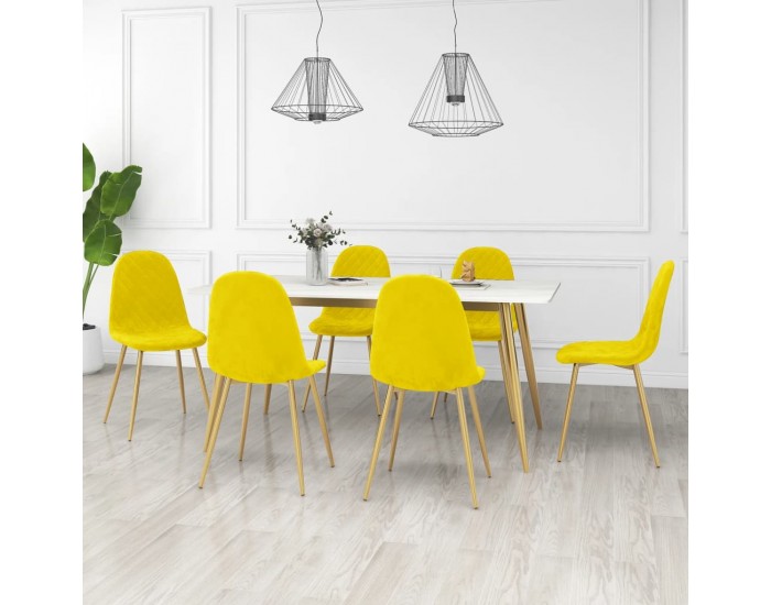 Sonata H Трапезни столове, 6 бр, горчица, кадифе