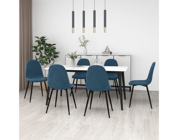 Sonata H Трапезни столове, 6 бр, сини, кадифе