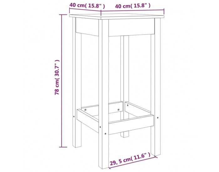 Sonata H Бар столове 2 бр бели 40x40x78 см борово дърво масив
