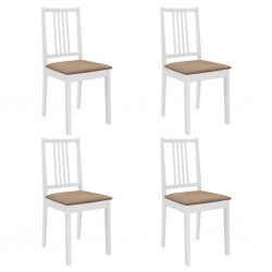 Sonata H Трапезни столове с тапицерия, 4 бр, бели, масивна дървесина - Scaune de dining