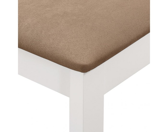 Sonata H Трапезни столове с тапицерия, 4 бр, бели, масивна дървесина