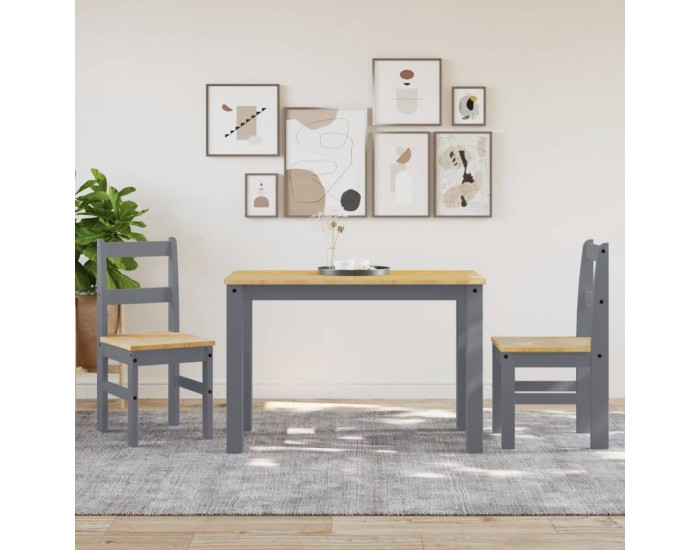 Sonata H Трапезни столове 2 бр Panama сиви 40x46x90 см бор масив