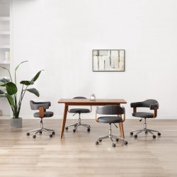 Sonata H Въртящи трапезни столове, 4 бр, сиви, огънато дърво и плат - Scaune de dining