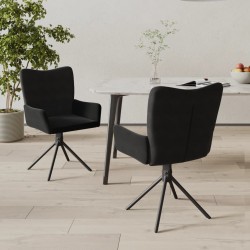 Sonata H Въртящи трапезни столове, 2 бр, черни, кадифе - Scaune de dining