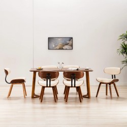Sonata H Трапезни столове, 6 бр, кремави, извито дърво и изкуствена кожа - Scaune de dining