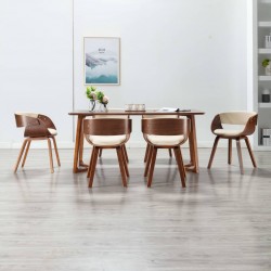 Sonata H Трапезни столове, 6 бр, кремави, извито дърво и изкуствена кожа - Scaune de dining