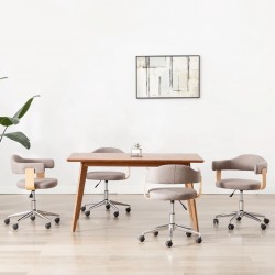 Sonata H Въртящи трапезни столове, 4 бр, таупе, извито дърво и текстил - Scaune de dining
