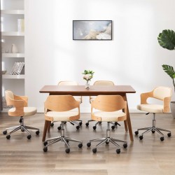 Sonata H Въртящи столове, 4 бр, кремави, извито дърво и изкуствена кожа - Scaune de dining