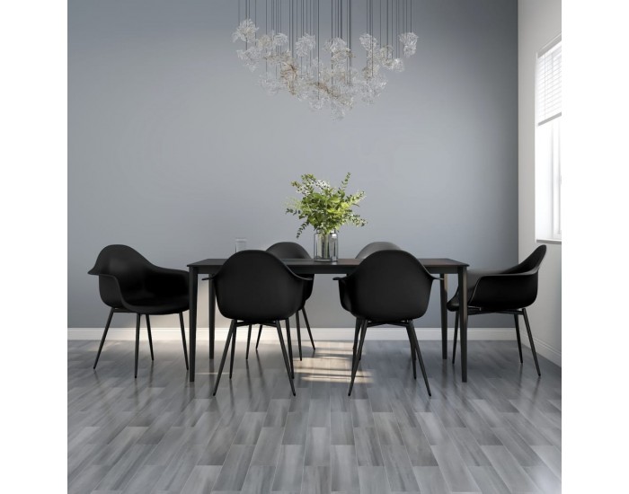 Sonata H Трапезни столове, 6 бр, черни, PP
