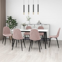 Sonata H Трапезни столове, 6 бр, розови, кадифе - Scaune de dining
