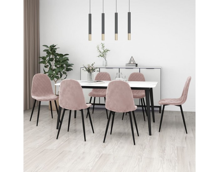 Sonata H Трапезни столове, 6 бр, розови, кадифе