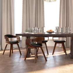Sonata H Трапезни столове, 4 бр, черни, извито дърво и изкуствена кожа - Scaune de dining