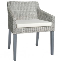Sonata H Трапезен стол с възглавница, сив, естествен ратан - Scaune de dining