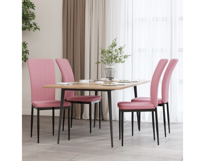 Sonata H Трапезни столове, 4 бр, розови, кадифе