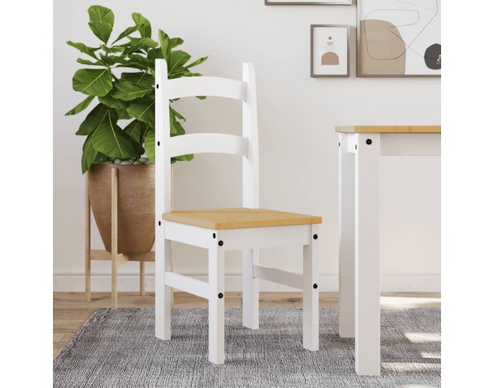 Sonata H Трапезни столове 2 бр бели 40x46x99 см бор масив