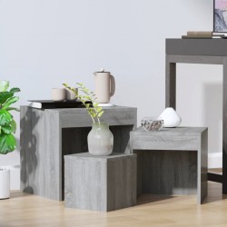 Sonata H Стифиращи маси, 3 бр, сив сонома, инженерно дърво - Măsuțe de living