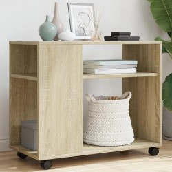 Sonata H Странична маса с колела дъб сонома 70x35x60 см инженерно дърво - Măsuțe de living