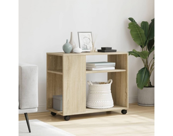 Sonata H Странична маса с колела дъб сонома 70x35x60 см инженерно дърво