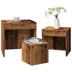 Sonata H Стифиращи маси, 3 бр, старо дърво, инженерно дърво - Măsuțe de living