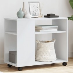 Sonata H Помощна маса с колелца бяла 70x35x60 см инженерно дърво - Măsuțe de living