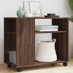 Sonata H Странична маса с колела кафяв дъб 70x35x60 см инженерно дърво - Măsuțe de living