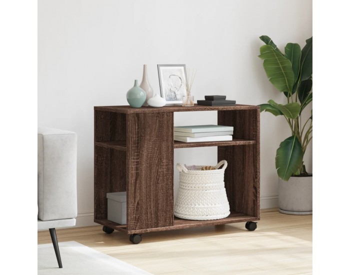 Sonata H Странична маса с колела кафяв дъб 70x35x60 см инженерно дърво